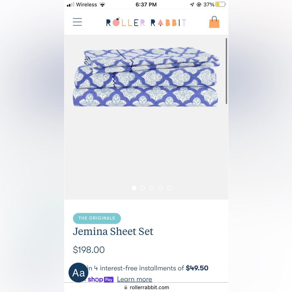 Roberta Roller Rabbit sheet set (Twin/Twin XL)